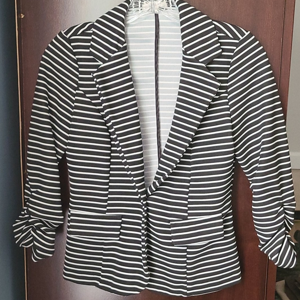 Striped Blazer black and white Charlotte Russe